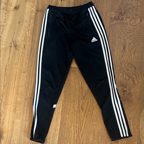 Adidas Kids Black Joggers with White Stripes - Picture 1 of 2